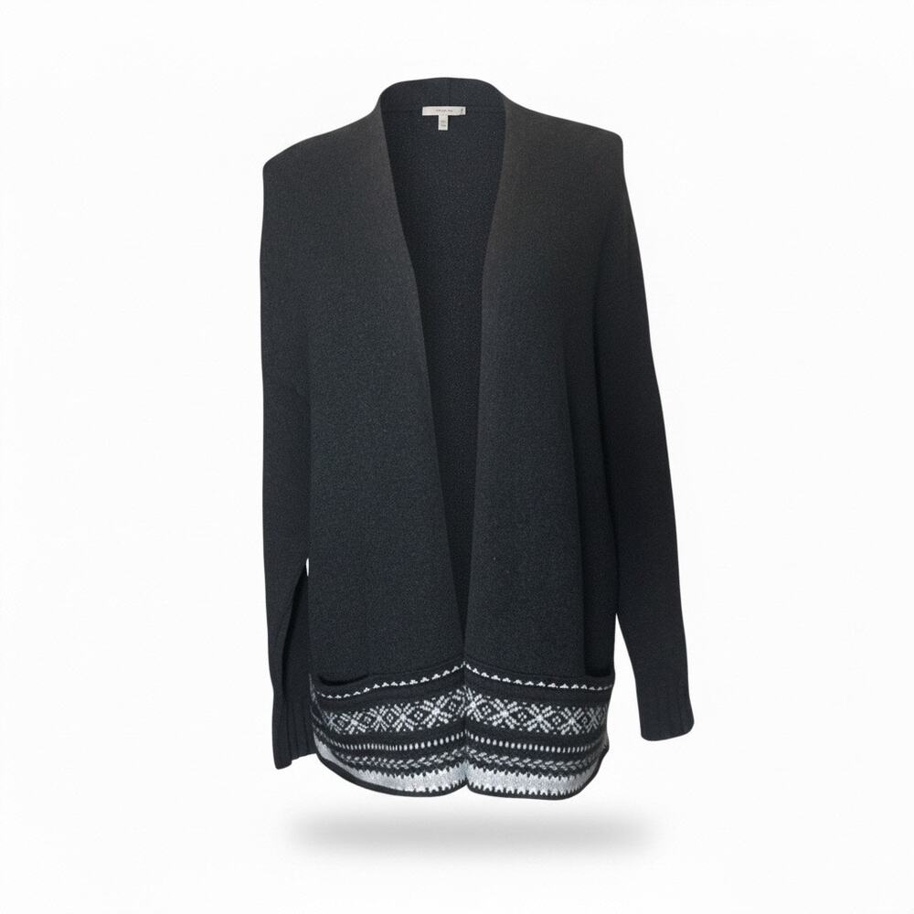 360 Cashmere Open Front Fair Isle Cardigan Size S Cashmere Wool Blend